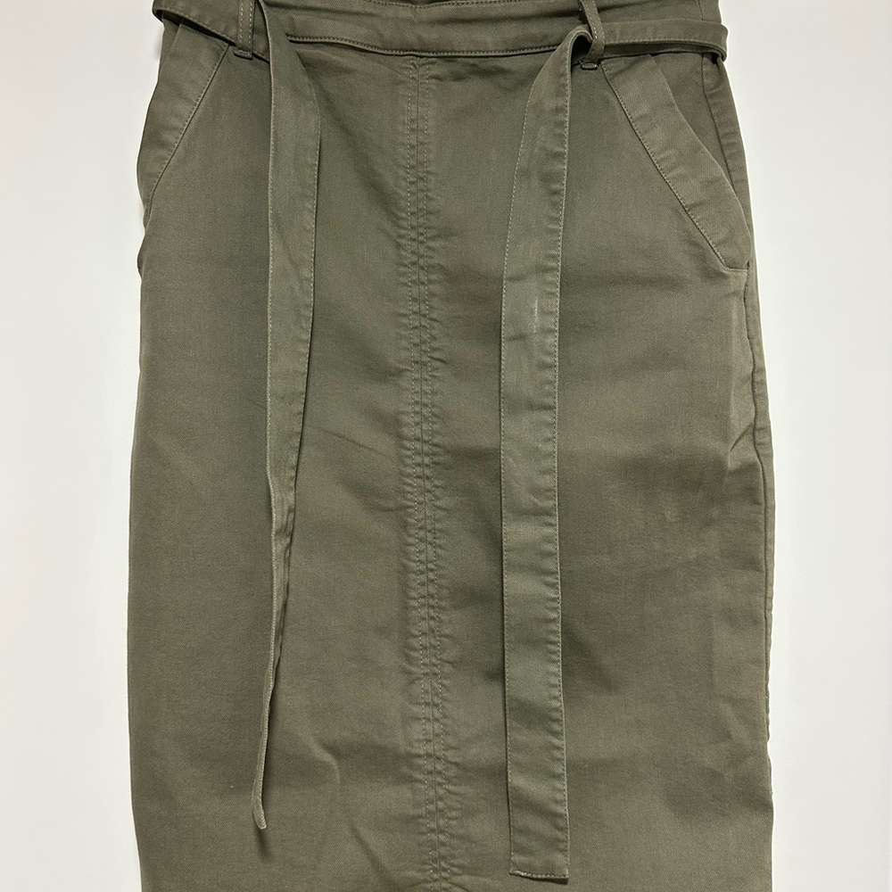 Banana Republic Long Stretch Denim Pencil Skirt, Olive Green, 0